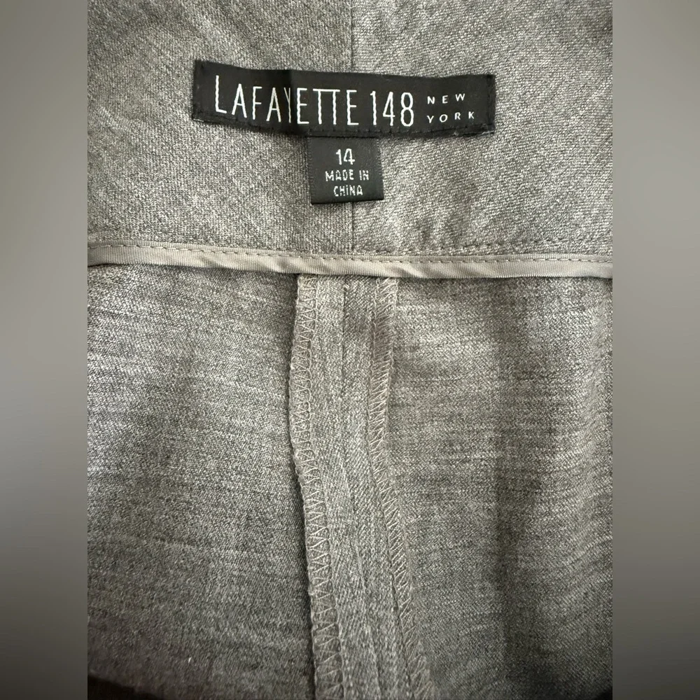 Lafayette 148 Gray Wool Wide Leg Pants Women's Size 14 NWT